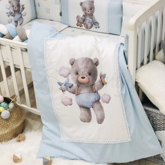 Комплект постельный MSonya (Маленькая Соня) Kids Toys Мишка 6 предметов Голубой - Фото 1