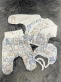Комплект Happy Tot Зверушки с шапочкой, распашонкой, ползунками 56р, футер Молочный