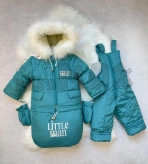 Комбинезон детский зимний Royal Baby трансформер 0–2 года, плащевка/овчина Зеленый