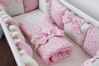 Комплект постельного белья 6 в 1 - San Baby Блеск звезд (Розовый) - Фото 2