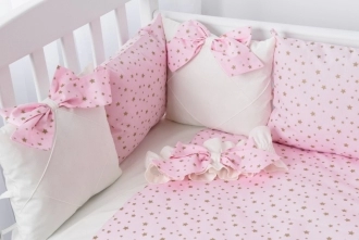 Комплект постельного белья 6 в 1 - San Baby Блеск звезд (Розовый) - Фото 3