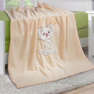 Плед с аппликацией 85х100 см, Флис - Ярослав (Бежевый) - Фото 1