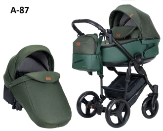 Универсальная коляска 2 в 1 Ткань/Экокожа - Angelina Amica (Пудровый)  - Фото 16