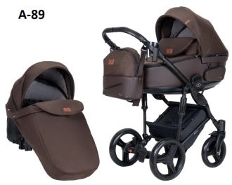 Универсальная коляска 2 в 1 Ткань/Экокожа - Angelina Amica (Пудровый)  - Фото 18