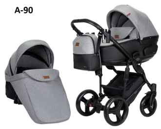 Универсальная коляска 2 в 1 Ткань/Экокожа - Angelina Amica (Пудровый)  - Фото 19