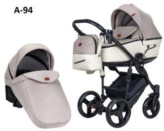 Универсальная коляска 2 в 1 Ткань/Экокожа - Angelina Amica (Пудровый)  - Фото 22