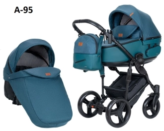 Универсальная коляска 2 в 1 Ткань/Экокожа - Angelina Amica (Пудровый)  - Фото 23