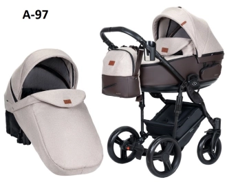 Универсальная коляска 2 в 1 Ткань/Экокожа - Angelina Amica (Пудровый)  - Фото 25