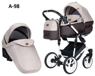 Универсальная коляска 2 в 1 Ткань/Экокожа - Angelina Amica (Пудровый)  - Фото 26