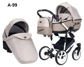 Универсальная коляска 2 в 1 Ткань/Экокожа - Angelina Amica (Пудровый)  - Фото 27