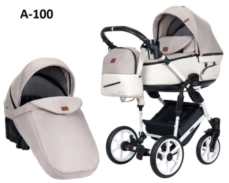 Универсальная коляска 2 в 1 Ткань/Экокожа - Angelina Amica (Пудровый)  - Фото 28