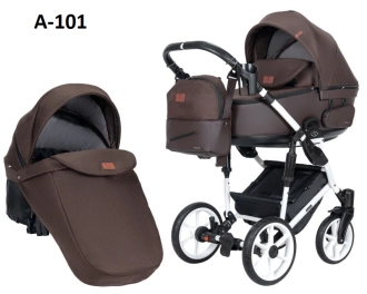 Универсальная коляска 2 в 1 Ткань/Экокожа - Angelina Amica (Пудровый)  - Фото 29