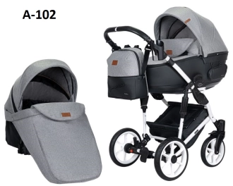 Универсальная коляска 2 в 1 Ткань/Экокожа - Angelina Amica (Пудровый)  - Фото 30