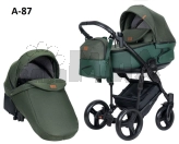 Коляска 2 в 1, Ткань/Экокожа - Angelina Amica (Оливковый)