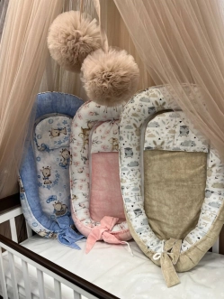 Кокон для новорожденного Ведмедик Жирафка Голубой - Фото 5