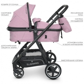 Коляска 2 в 1 El Camino ME 1069 Alliance Denim Ash Pink/Рожевий - Фото 1