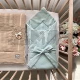 Плед-конверт для новорожденных Baby Chic на выписку, муслин Бирюзовый