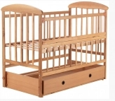 Детская кроватка с ящиком, маятником, Ольха - Наталка (Без коробки) (Натуральный)