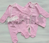 Комплект Шапочка + Распашонка + Ползунки + Человечек Happy Tot, Розовый, Ажур, 56р 