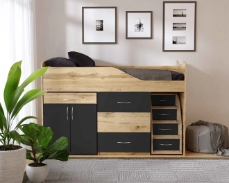 Кровать подростковая Viorina DEKO Bed Room №5 чердак со столом Тахо/графит - Фото 1