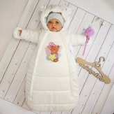 Комбинезон-конверт- Panda, Белый, Велсофт, 56-62р.