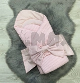 Конверт зимний для новорожденных на выписку Ведмедик 80×80 см, косичка пике Розовый