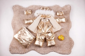 Комбинезон детский зимний ElLiz Корона трансформер 0–2 года, плащевка/овчина Золото - Фото 2