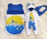 Комплект ШкодаМода с комбинезоном, спальником 56–62р, флис/синтепон Белый