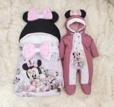 Комплект ШкодаМода Микки с комбинезоном, спальником 56–62р, флис/синтепон Розовый