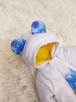 Комплект ШкодаМода с комбинезоном, спальником 56–62р, флис/синтепон Бело-желтый - Фото 1