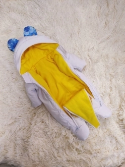 Комплект ШкодаМода с комбинезоном, спальником 56–62р, флис/синтепон Бело-желтый - Фото 3