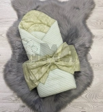 Конверт зимний для новорожденных на выписку Ведмедик 80×80 см, косичка пике Мятный