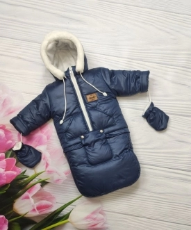 Комбинезон детский зимний ElLiz трансформер 0–2 года, плащевка/овчина Синий - Фото 1