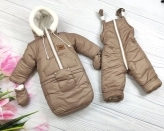 Комбинезон детский зимний ElLiz трансформер 0–2 года, плащевка/овчина Коричневый