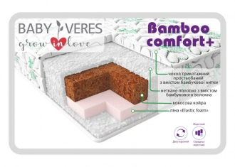 Матрас детский Veres Bamboo Comfort+ Кокос, Пена, Бамбуковое волокно 120×60×10 см - Фото 1