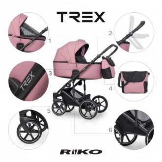 Коляска 2 в 1 Riko Trex 03 Energy Pink/Розовый - Фото 1