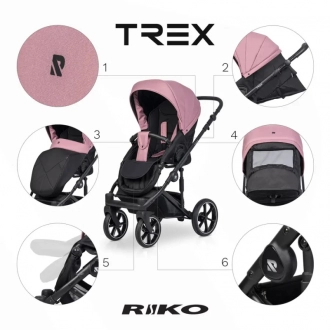 Коляска 2 в 1 Riko Trex 03 Energy Pink/Розовый - Фото 2
