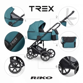 Коляска 2 в 1 Riko Trex 04 Lagoon/Бирюзовый - Фото 1
