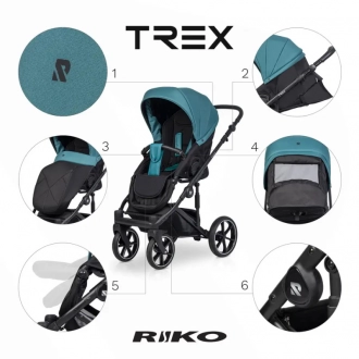 Коляска 2 в 1 Riko Trex 04 Lagoon/Бирюзовый - Фото 2