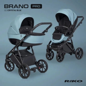 Универсальная коляска 2 в 1, Экокожа - Riko Brano Pro 02 Crystal Blue (Голубой) - Фото 1