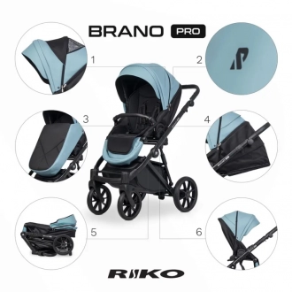 Универсальная коляска 2 в 1, Экокожа - Riko Brano Pro 02 Crystal Blue (Голубой) - Фото 4