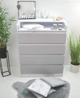 Пеленальный комод 800 мм ДСП - Babymax City (Белый/Серый) - Фото 1