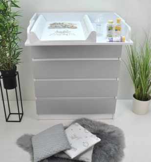 Пеленальный комод 800 мм ДСП - Babymax City (Белый/Серый) - Фото 2