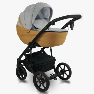 Універсальна коляска 2 в 1 Тканина/Екошкіра - Bexa Ideal 2.0 - ID05 (Сірий/жовтий) - Фото 2