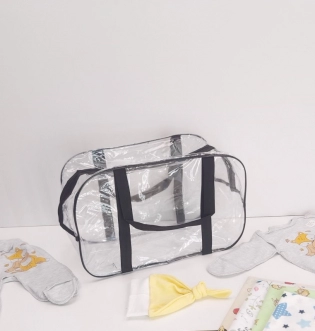 Набор из 3-х прозрачных сумок в роддом S,M,L Черный - Фото 2