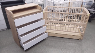 Комплект мебели Babymax Magia Кроватка и Комод-80 Бело-натуральный - Фото 1