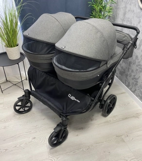 Коляска для двойни 2 в 1 - Angelina Respect Duo (Серый) - Фото 2