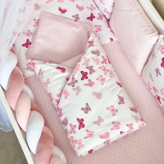 Комплект постельный MSonya (Маленькая Соня) Happy night Бабочки 6 предметов Розовый - Фото 5