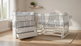 Комплект мебели Babymax Magia Кроватка без ящика, с матрасом и Комод-80 Белый