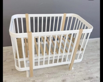 Кроватка детская Кузя Миа с маятником 120×60 см Бело-серый - Фото 3